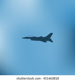 Jet fighter icon. Vector airplane silhouette isolated on white background.