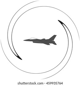 Jet fighter icon. Vector airplane silhouette isolated on white background.