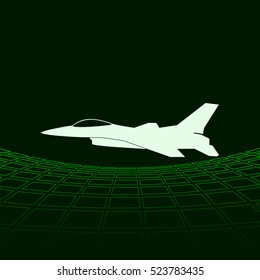 Jet fighter icon. Vector airplane silhouette isolated on white background.
