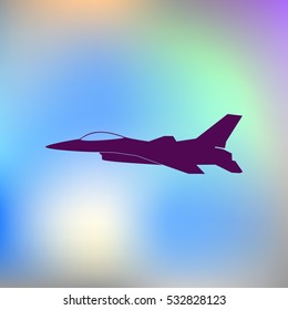 Jet fighter icon. Vector airplane silhouette isolated on white background.