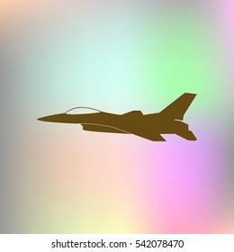 Jet fighter icon. Vector airplane silhouette isolated on white background.