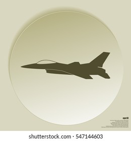 Jet fighter icon. Vector airplane silhouette isolated on white background.