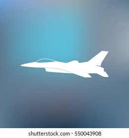 Jet fighter icon. Vector airplane silhouette isolated on white background.
