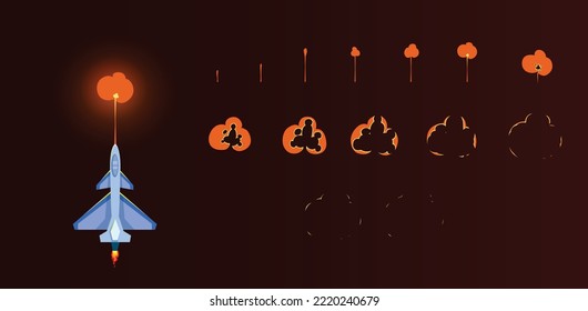 Jet fighter laser explosion 2d  frame animation