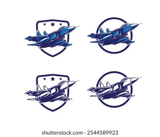 jet fighter logo set illustration