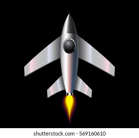 Jet fighter on black background