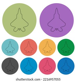 Jet-Kämpfer-Umriss dunkler, flache Symbole auf farbigem Hintergrund
