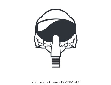 jet fighter pilot helmet simple line art illustration
