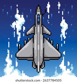 Jet fighter pixel art illustrations vector