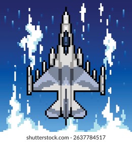 Jet fighter pixel art illustrations vector