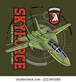 Jet fighter plane flying illustration