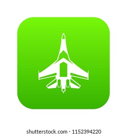 Jet fighter plane icon digital green for any design isolated on white vector illustration