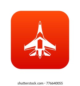 Jet fighter plane icon digital red for any design isolated on white vector illustration