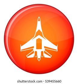 Jet fighter plane icon in red circle isolated on white background vector illustration