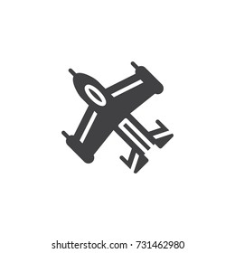 Jet fighter plane icon vector, filled flat sign, solid pictogram isolated on white. Symbol, logo illustration.