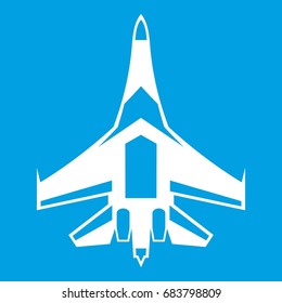 Jet fighter plane icon white