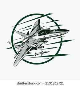 Ilustración del icono del vector del avión de combate de reacción