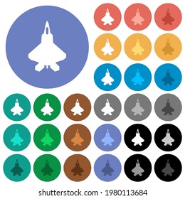 Silhouette de caza a chorro, iconos planos multicolores sobre fondo redondo. Se incluyeron variaciones de iconos blancos, claros y oscuros para efectos sobre el estado activo y sobre el estado activo, y tonos extra.