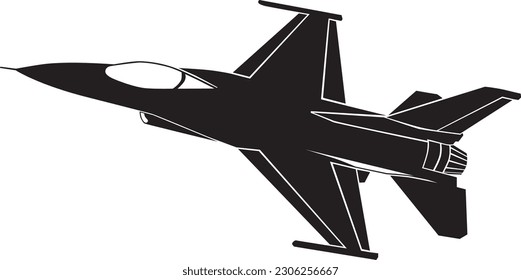 Jet Fighter Silhoutte F 16 top side view