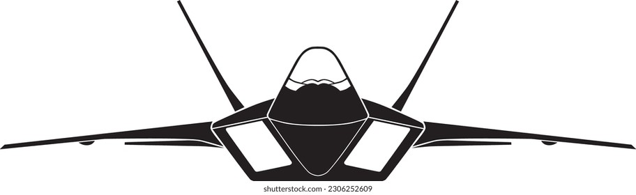 Jet Fighter Silhoutte F 22 Front View