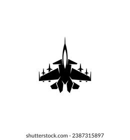 Jet fighter vector icon on white background.