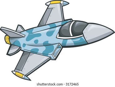 Cartoon Cool Air Jet Fighter Missiles Stock Vector (Royalty Free ...