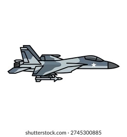 Jet fighter vector, simple vector art, side view