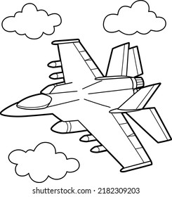 Jet Fighter Vehicle Coloring Page for Kids