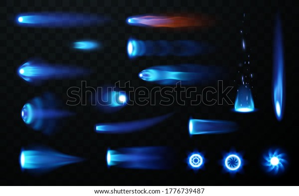 Jet flame set on\
transparent background