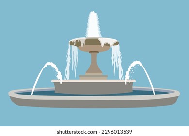 jet fountain for design. element for background in realistic style vector. jet fountain. scene in the park. area with a fountain. wallpaper with a symmetrical fountain. Jets of water against the sky.