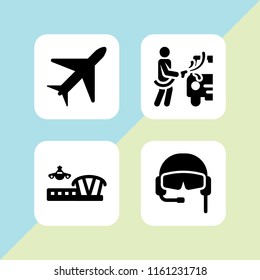 jet icon. 4 jet set with car wash, pilot and airplane vector icons for web and mobile app