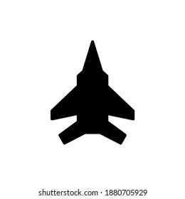 jet icon, airplane, plane symbol in solid black flat shape glyph icon, isolated on white background