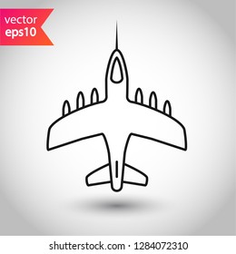 Jet icon. Fighter jet vector sign. Bomber plane flat symbol