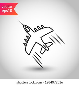 Jet icon. Fighter jet vector sign. Bomber plane flat symbol