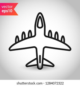 Jet icon. Fighter jet vector sign. Bomber plane flat symbol