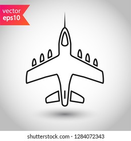 Jet icon. Fighter jet vector sign. Bomber plane flat symbol