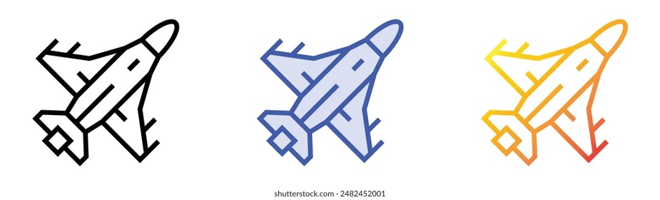 jet icon. Linear, Blue Fill and Gradient Style Design Isolated On White Background
