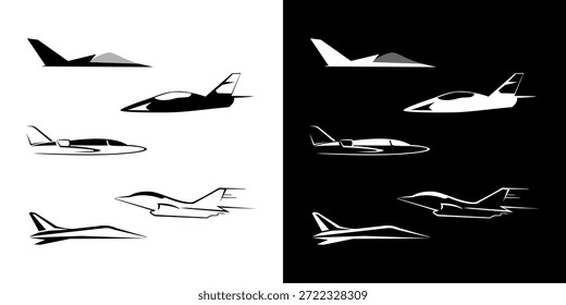 Jet-Symbol Logo Ebene Satz einzelne Grafik