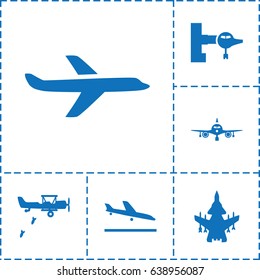 Jet icon. set of 6 jet filled icons such as plane landing, jetway, plane