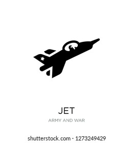 Jet-Icon-Vektorillustration auf weißem Hintergrund, Jet-trendige Ikonen aus der Armee und Kriegssammlung, Jet-einfache Elementgrafik