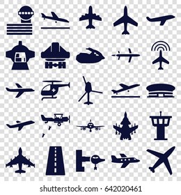 Jet icons set. set of 25 jet filled icons such as plane, runway, plane taking off, plane landing, jetway, airport tower, airport, medical helicopter, jet ski