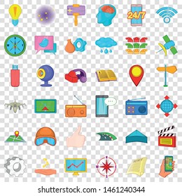 Jet icons set. Cartoon style of 36 jet vector icons for web for any design