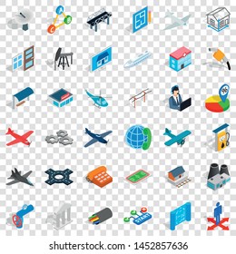 Jet icons set. Isometric style of 36 jet vector icons for web for any design