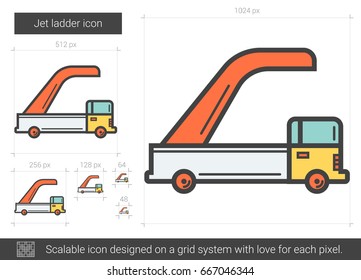 Jet ladder vector line icon isolated on white background. Jet ladder line icon for infographic, website or app. Scalable icon designed on a grid system.