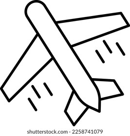 Jet, icono de vector de línea en fondo transparente. Jet de contorno, icono de vector de línea