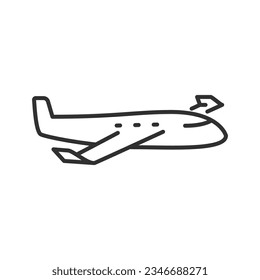 Jet, linear icon, private passenger airplane. Line with editable stroke