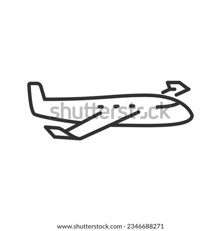 Jet, linear icon, private passenger airplane. Line with editable stroke