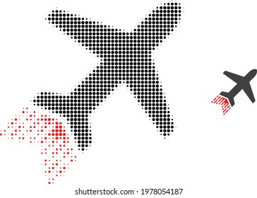 Jet Liner Halftone Dot Icon Illustration. Halftone Pattern Contains Circle Pixels. Vector Illustration Of Jet Liner Icon On A White Background. Flat Abstraction For Jet Liner Symbol.