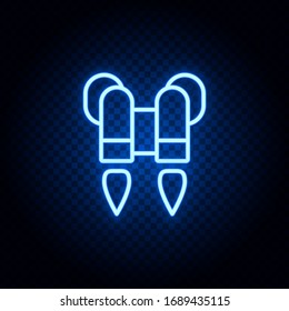 Jet pack blue neon icon - Vector. Spage concept vector illustration.