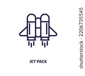 jet pack icon from astronomy collection. Thin linear jet pack, jet, air outline icon isolated on white background. Line vector jet pack sign, symbol for web and mobile